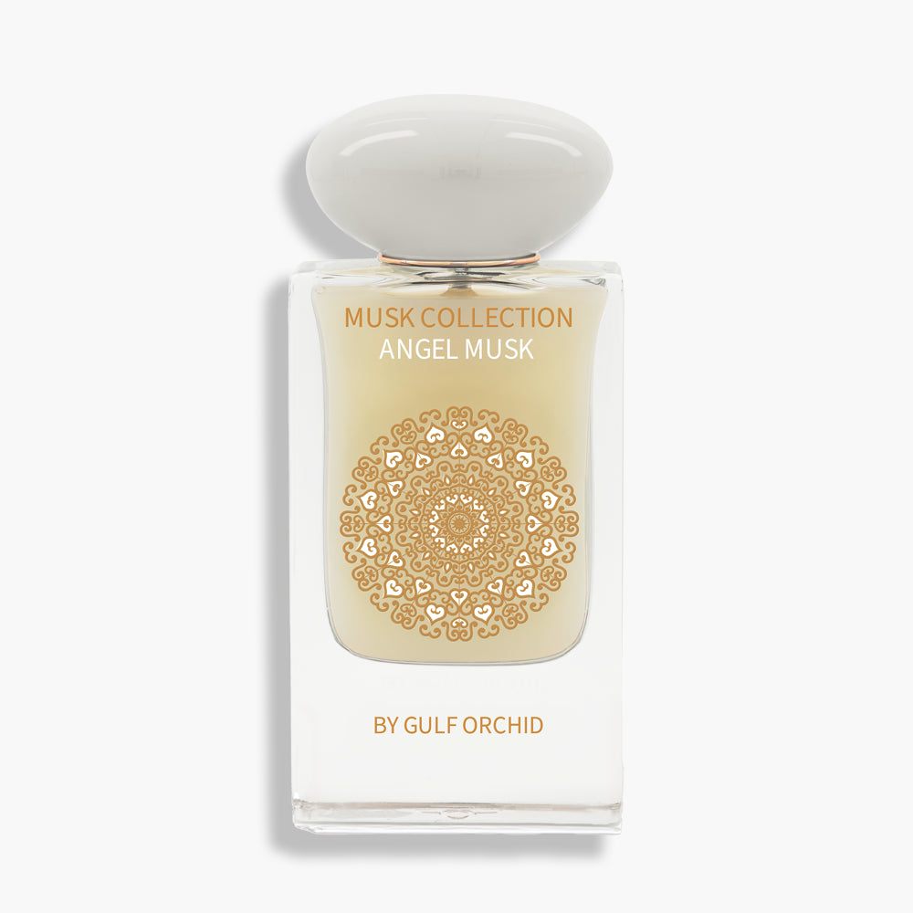 Angel Musk - A soft yet captivating oriental sweet fragrance with creamy vanilla, smooth musk, and rich tonka, enhanced by warm sandalwood and a hint of dry fruits for effortless elegance.