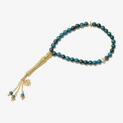 Unveil the essence of spiritual elegance with our Apatite Gemstone & Camel Bone Tasbih, adorned with 9.64g of intricate silver. A talisman for communication and creativity, it's a blend of tradition and symbolic depth