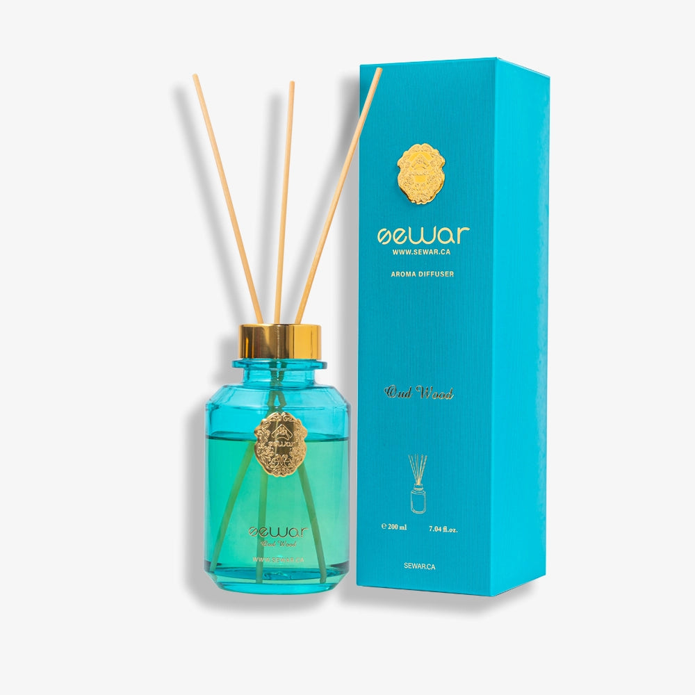 Transform your space with the Sewar Oud Wood Reed Diffuser.