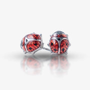 Add a playful touch to your style with these Sterling Silver 925 Red Ladybug Stud Earrings. Featuring a charming ladybug design with vibrant red stones, these earrings bring a unique and fun flair to any outfit