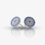 Add a touch of sparkle with these Sterling Silver 925 Blue & White Pave Stud Earrings. Featuring a stunning round design, these earrings are encrusted with blue and white stones, creating a dazzling effect.