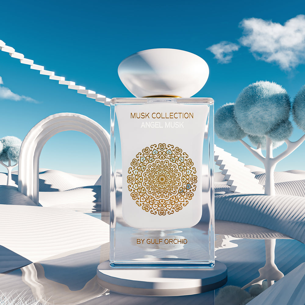 Angel Musk - A soft yet captivating oriental sweet fragrance with creamy vanilla, smooth musk, and rich tonka, enhanced by warm sandalwood and a hint of dry fruits for effortless elegance.