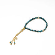 33 Apatite Gemstone & Camel Bone Tasbih with Silver Embellishments