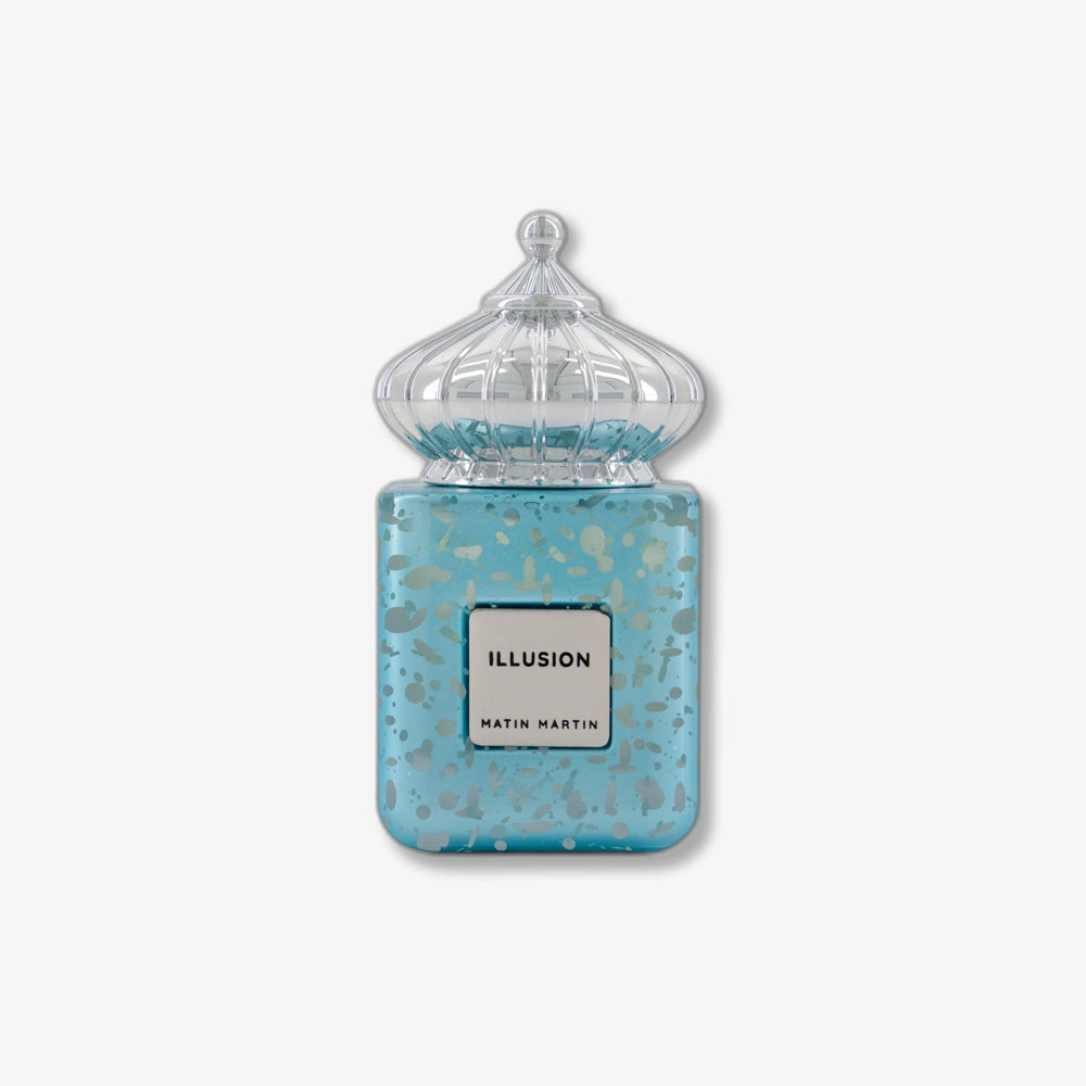 matin martin Perfume bottle with blue and silver design on a white background buy it online in canada and the usa