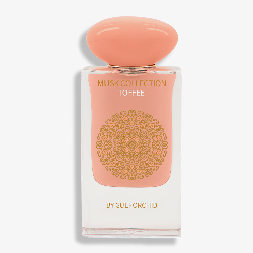 Toffee Musk — a rich blend of soft chocolate, creamy caramel, and smooth vanilla, wrapped in musk for a cozy, velvety warmth that’s irresistibly comforting. by gulf orchid