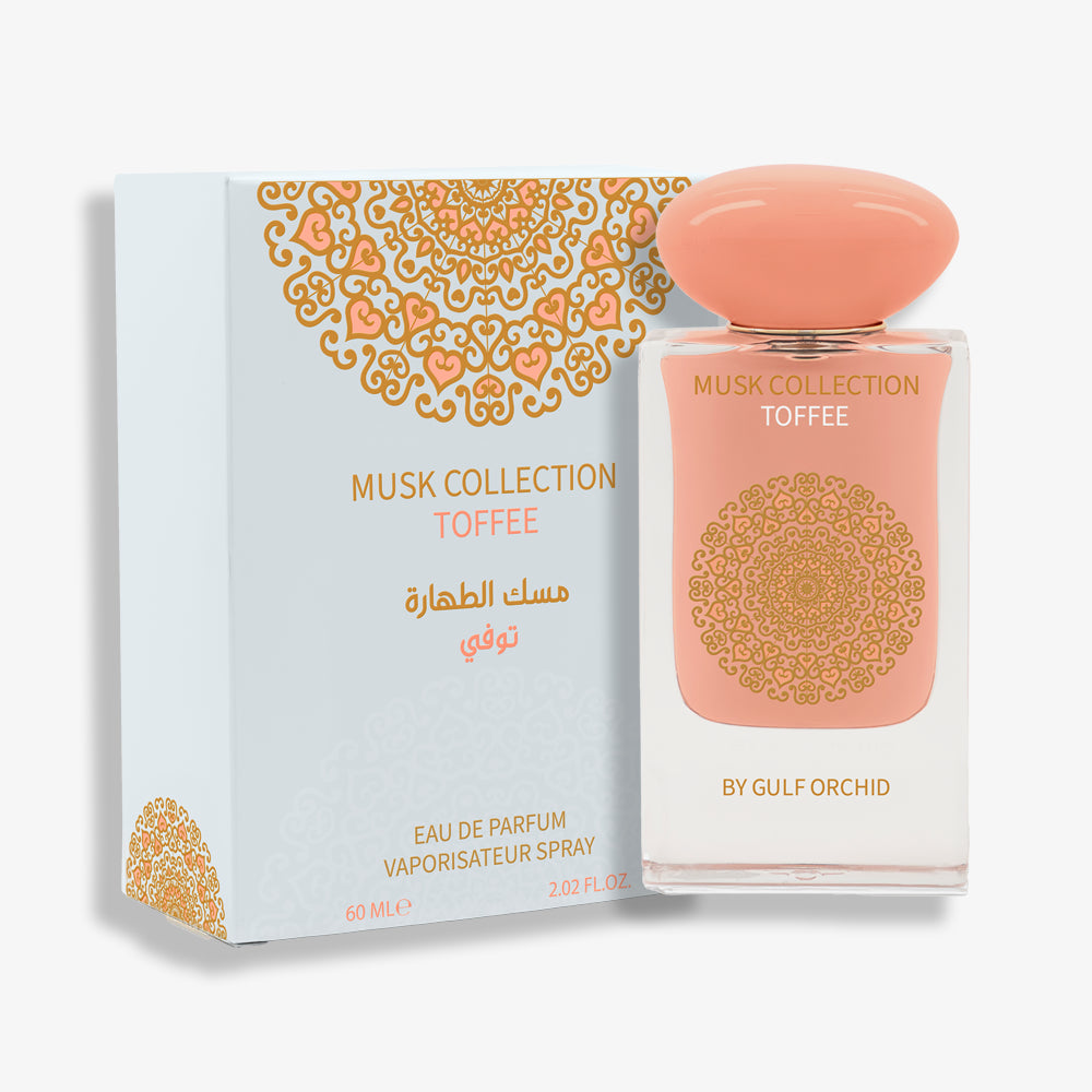 Toffee Musk — a rich blend of soft chocolate, creamy caramel, and smooth vanilla, wrapped in musk for a cozy, velvety warmth that’s irresistibly comforting. by gulf orchid