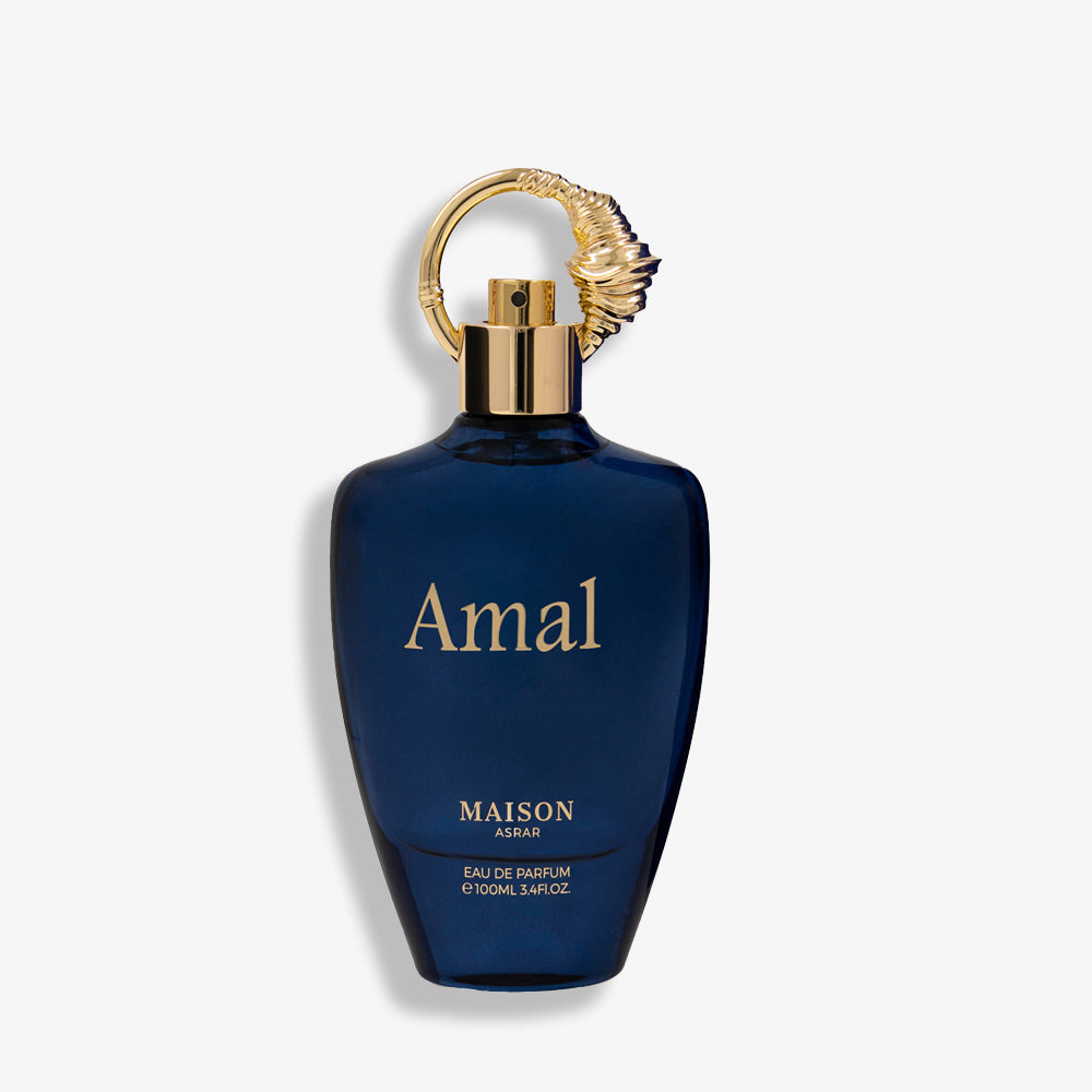 Amal by Maison Asrar – A bold 100ML Eau de Parfum inspired by Jean Paul Gaultier Le Male Elixir, featuring woody and ambery notes.