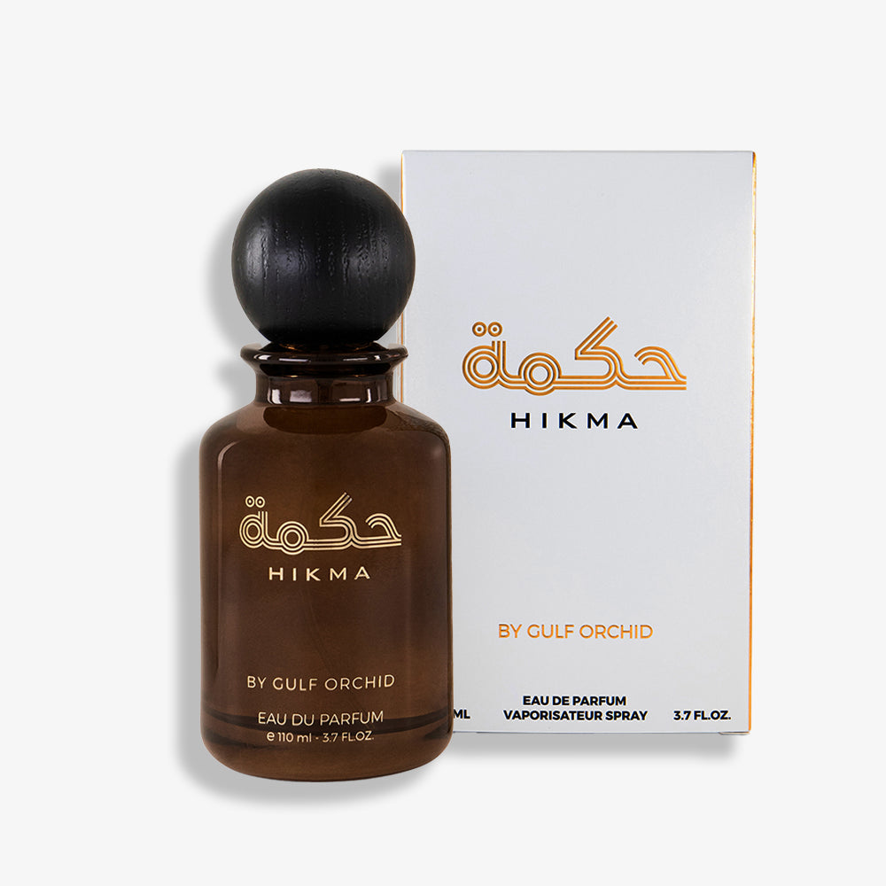 Hikma by Gulf Orchid – A luxurious 110ML Eau de Parfum inspired by Louis Vuitton's Ombre Nomade, with ambery and woody notes.