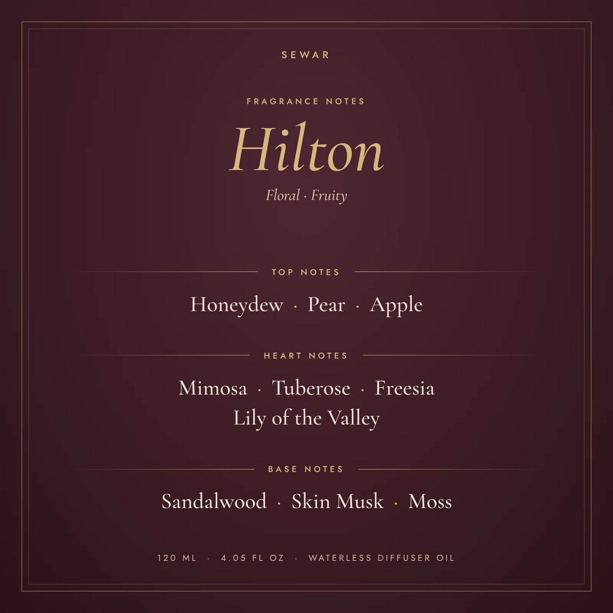 Hilton fragrance notes: top, heart and base notes