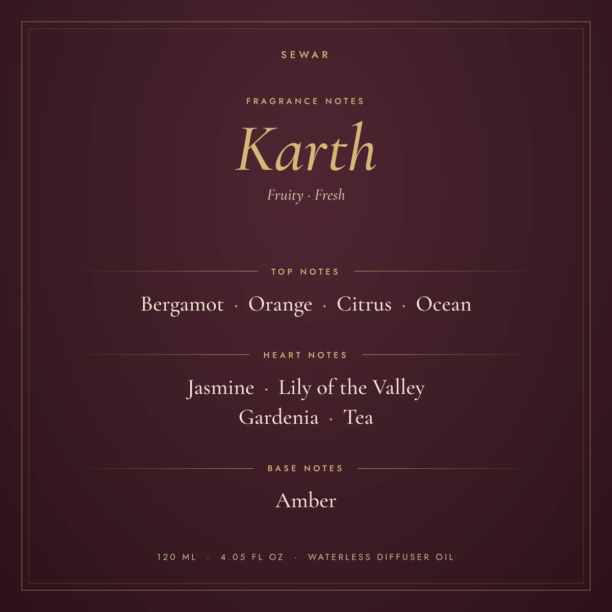 Karth fragrance notes: top, heart and base notes