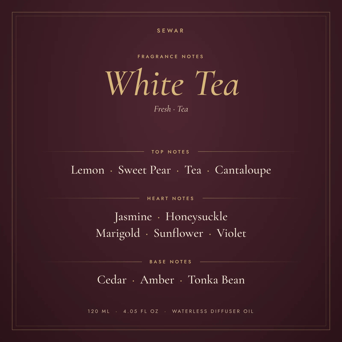 White Tea fragrance notes: top, heart and base notes