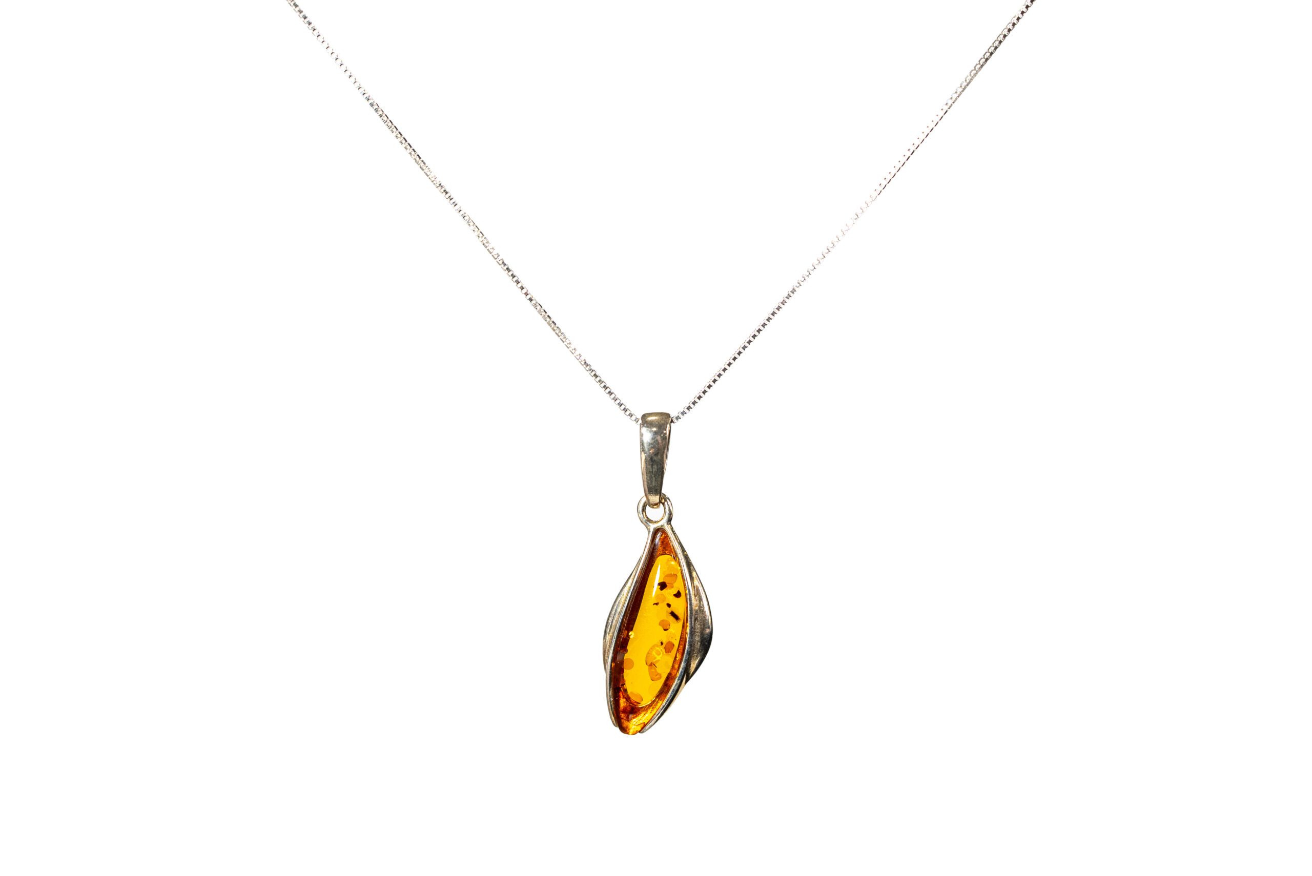 Amber Teardrop Stone Necklace