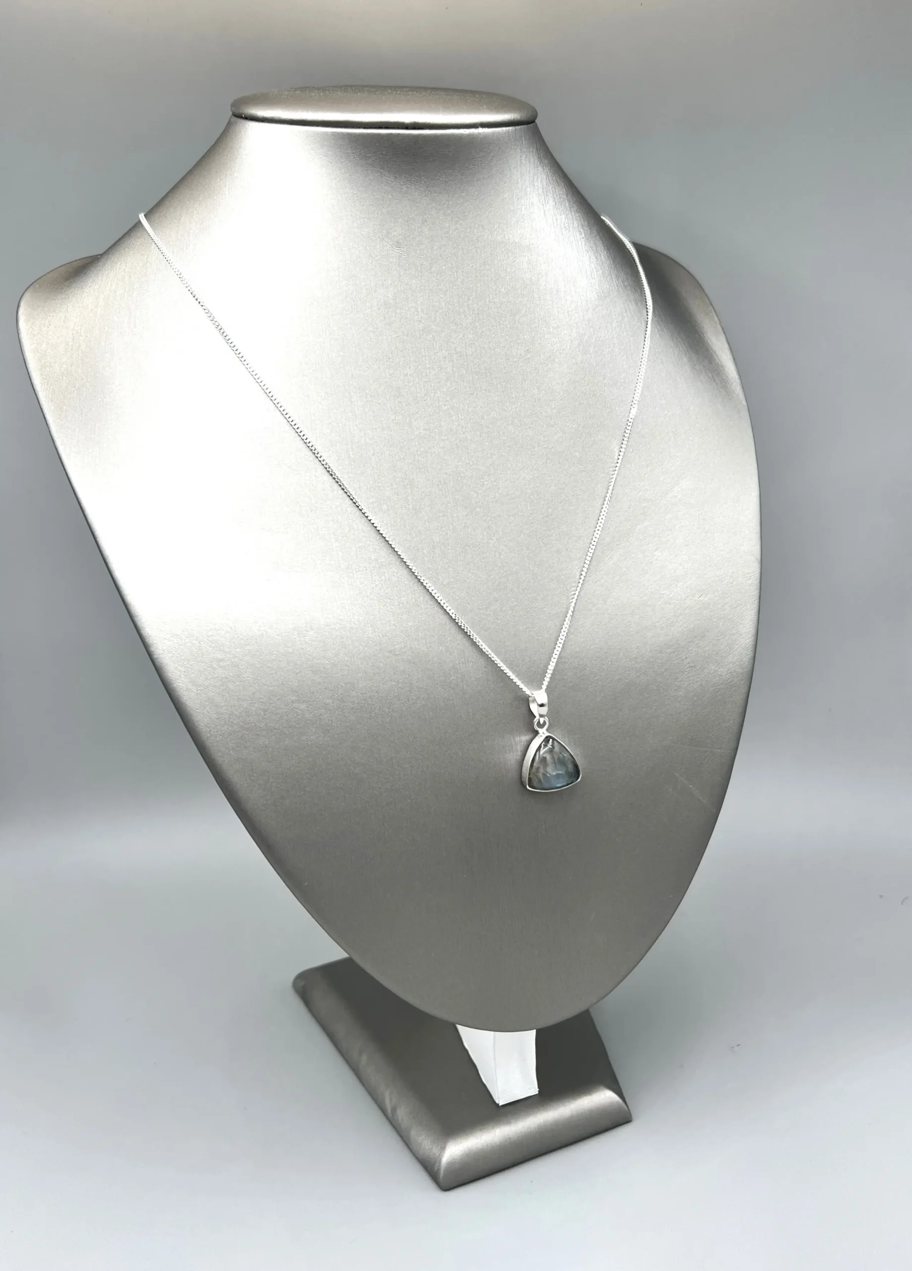 Silver necklace with peacock stone